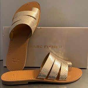 Gorgeous gold metallic Marc Fisher sandals